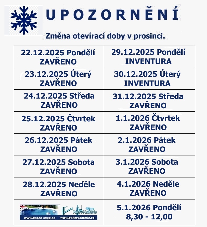 Provozní doba o svátcích